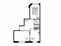 Планировка 2-комнатной квартиры, 67,3 м2