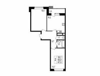 Планировка 2-комнатной квартиры, 67 м2