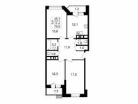 Планировка 3-комнатной квартиры, 79,8 м2