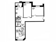 Планировка 3-комнатной квартиры, 88,5 м2