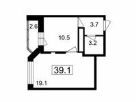 Планировка 1-комнатной квартиры, 36,5 м2