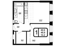 Планировка 1-комнатной квартиры, 46,9 м2
