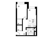 Планировка 1-комнатной квартиры, 47,8 м2