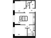 Планировка 2-комнатной квартиры, 69,7 м2