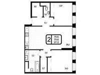 Планировка 2-комнатной квартиры, 79,6 м2