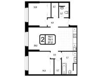 Планировка 2-комнатной квартиры, 79,1 м2