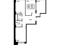 Планировка 3-комнатной квартиры, 82,6 м2