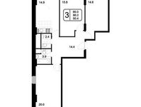 Планировка 3-комнатной квартиры, 86 м2