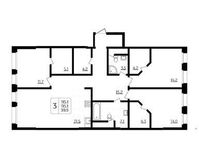 Планировка 3-комнатной квартиры, 115,1 м2