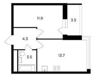 Планировка 1-комнатной квартиры, 35,2 м2