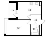 Планировка 1-комнатной квартиры, 37,3 м2