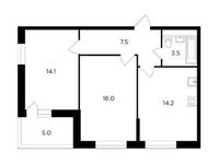 Планировка 2-комнатной квартиры, 57,8 м2