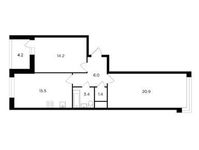 Планировка 2-комнатной квартиры, 63,5 м2