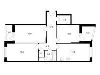 Планировка 3-комнатной квартиры, 87,2 м2
