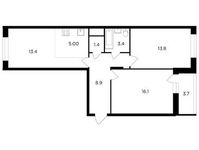 Планировка 3-комнатной квартиры, 63,9 м2