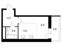 Планировка квартиры студии, 22,9 м2