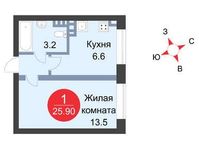 Планировка 1-комнатной квартиры, 25,9 м2