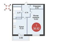 Планировка 1-комнатной квартиры, 36,82 м2