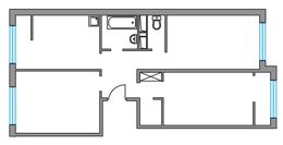 Планировка 3-комнатной квартиры, 68,44 м2