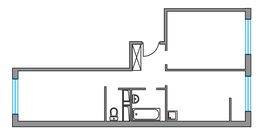 Планировка 2-комнатной квартиры, 50,62 м2