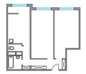 Планировка 2-комнатной квартиры, 56,54 м2