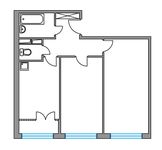 Планировка 2-комнатной квартиры, 55,76 м2