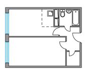 Планировка 2-комнатной квартиры, 37,57 м2