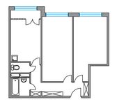 Планировка 2-комнатной квартиры, 56,41 м2