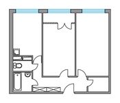 Планировка 2-комнатной квартиры, 55,31 м2