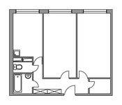 Планировка 2-комнатной квартиры, 55 м2