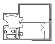 Планировка 1-комнатной квартиры, 38 м2