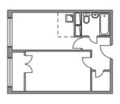 Планировка 2-комнатной квартиры, 37 м2