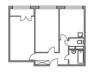 Планировка 2-комнатной квартиры, 50 м2