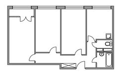 Планировка 3-комнатной квартиры, 67 м2