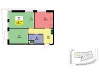 Планировка 2-комнатной квартиры, 49,4 м2