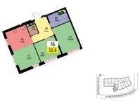 Планировка 3-комнатной квартиры, 50,6 м2