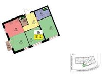 Планировка 3-комнатной квартиры, 51,5 м2