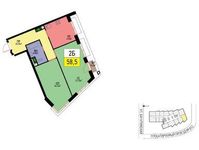 Планировка 2-комнатной квартиры, 59,5 м2