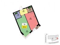 Планировка 1-комнатной квартиры, 40 м2