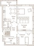 Планировка 2-комнатной квартиры, 77,1 м2