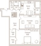 Планировка 2-комнатной квартиры, 84,6 м2