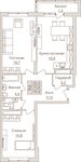 Планировка 2-комнатной квартиры, 74,9 м2