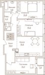 Планировка 3-комнатной квартиры, 92,1 м2