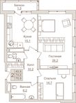 Планировка 2-комнатной квартиры, 75,9 м2