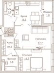 Планировка 2-комнатной квартиры, 65,8 м2