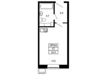 Планировка квартиры студии, 25,9 м2