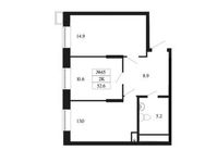 Планировка 2-комнатной квартиры, 52,6 м2