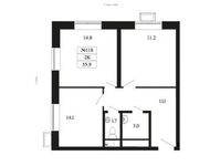 Планировка 2-комнатной квартиры, 55,9 м2