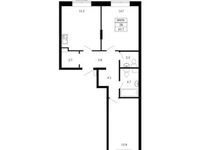 Планировка 2-комнатной квартиры, 63,7 м2