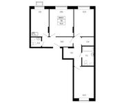 Планировка 3-комнатной квартиры, 76,9 м2